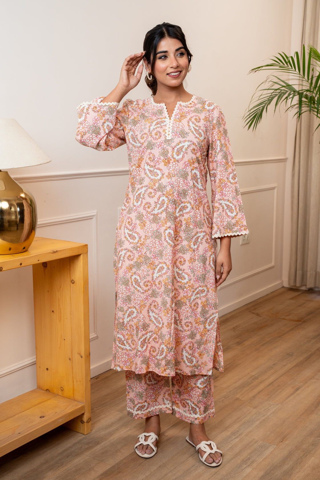 Blush Bloom Lace Cotton Co-ord Set