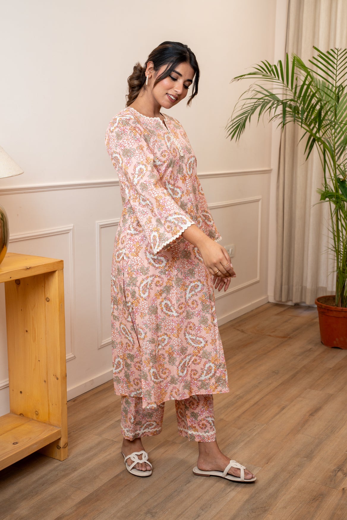 Blush Bloom Lace Cotton Co-ord Set