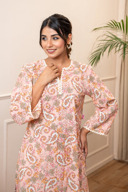 Blush Bloom Lace Cotton Co-ord Set