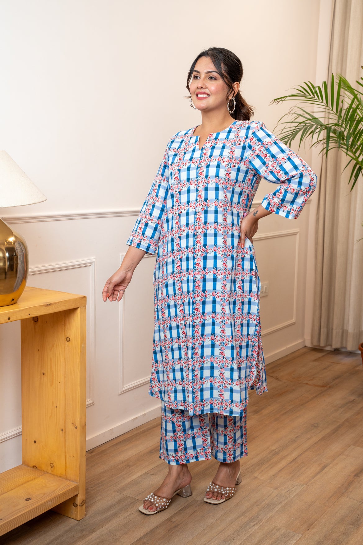 Phoolkari Check Co-ord Set