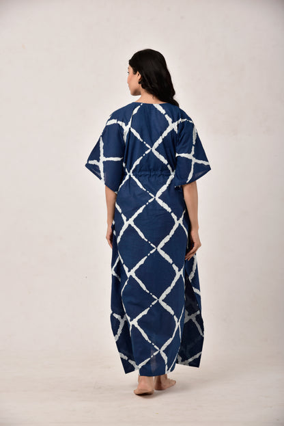 Indigo Crisscross Maternity & Nursing Kaftan