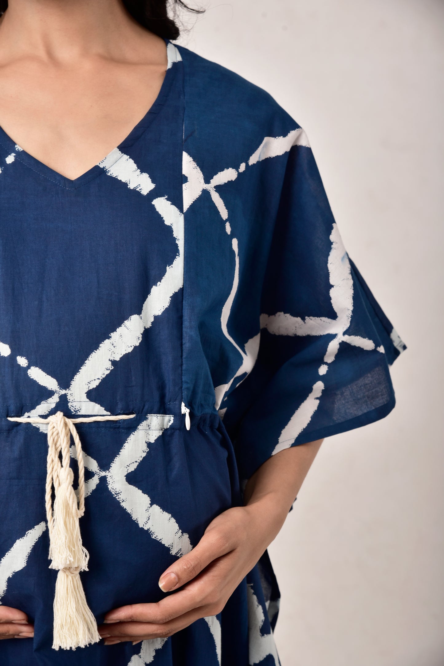 Indigo Crisscross Maternity & Nursing Kaftan