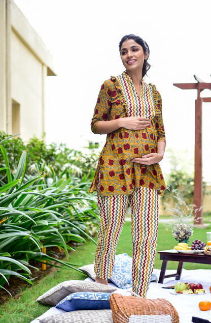 Mustard Blossom Maternity & Nursing Set