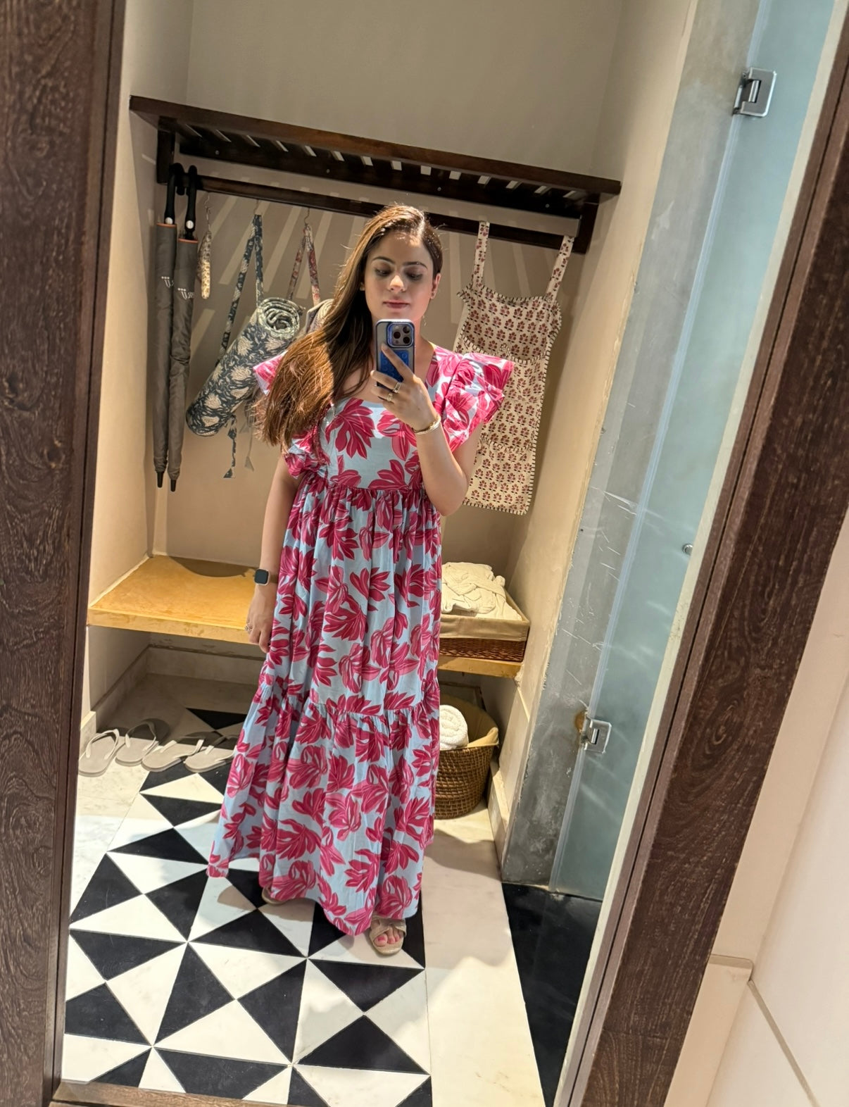 Whispering Leaves Cotton Tier Dress