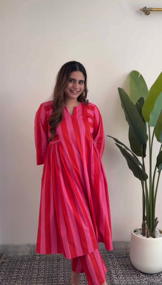 Scarlet Bloom Stripes Maternity & Nursing Co-ord Set