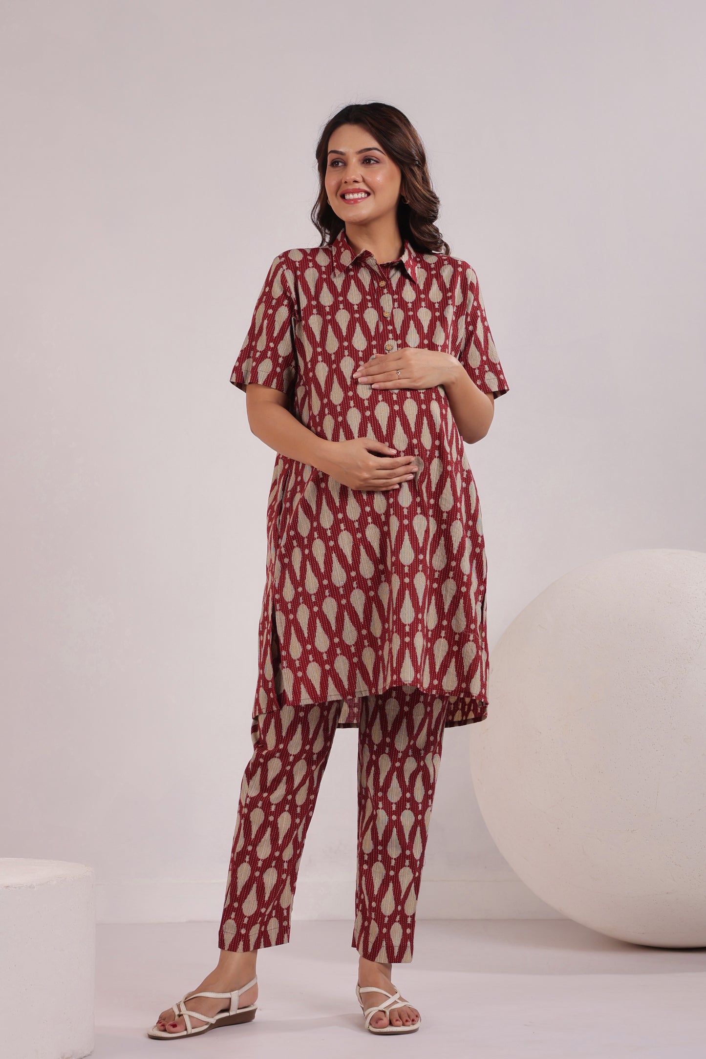 Radiant Red Maternity & Nursing Co-ord Set