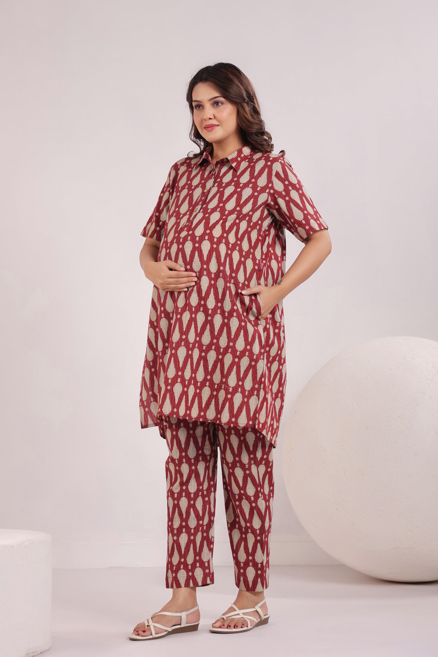 Radiant Red Maternity & Nursing Co-ord Set
