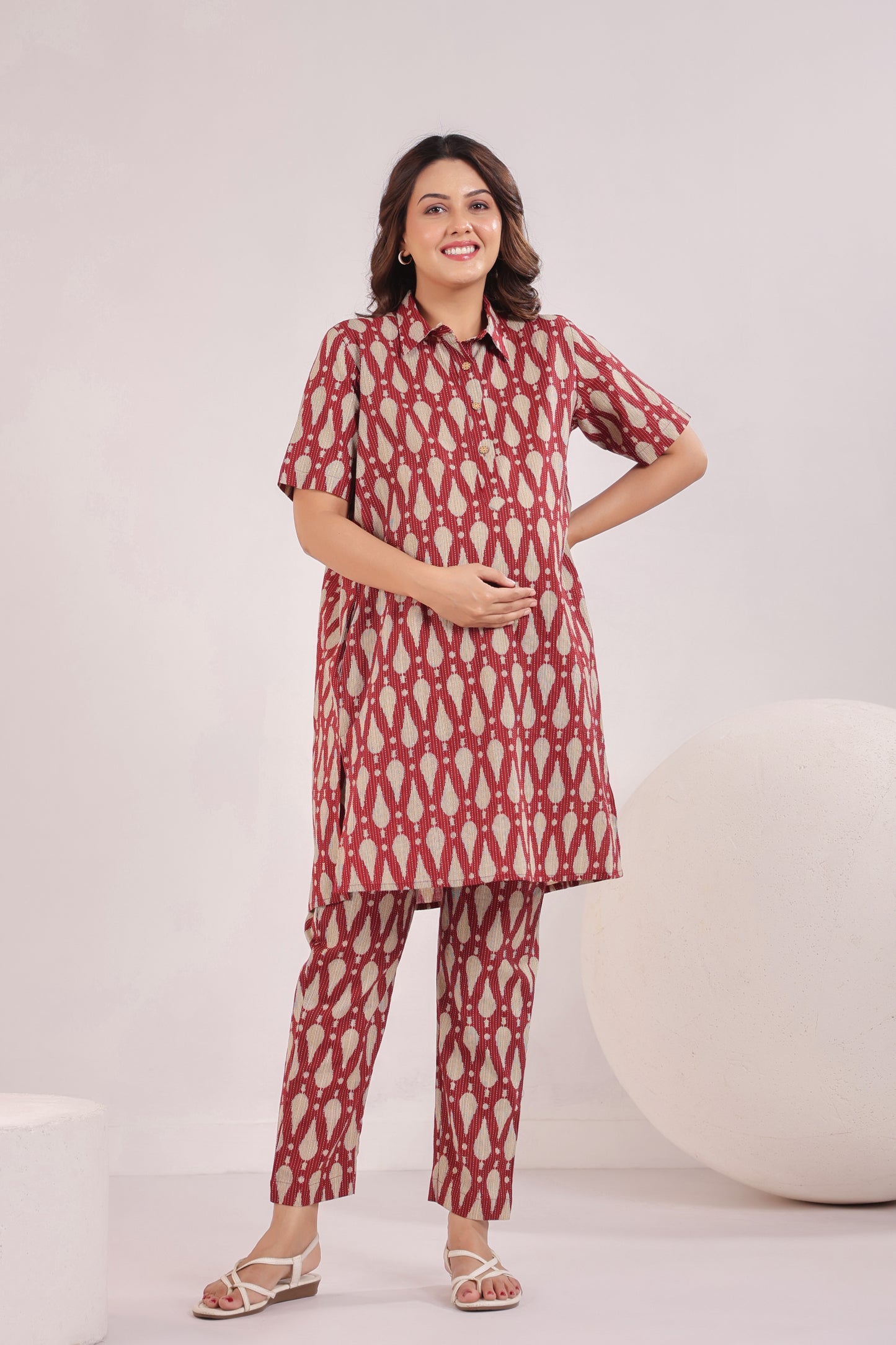 Radiant Red Maternity & Nursing Co-ord Set