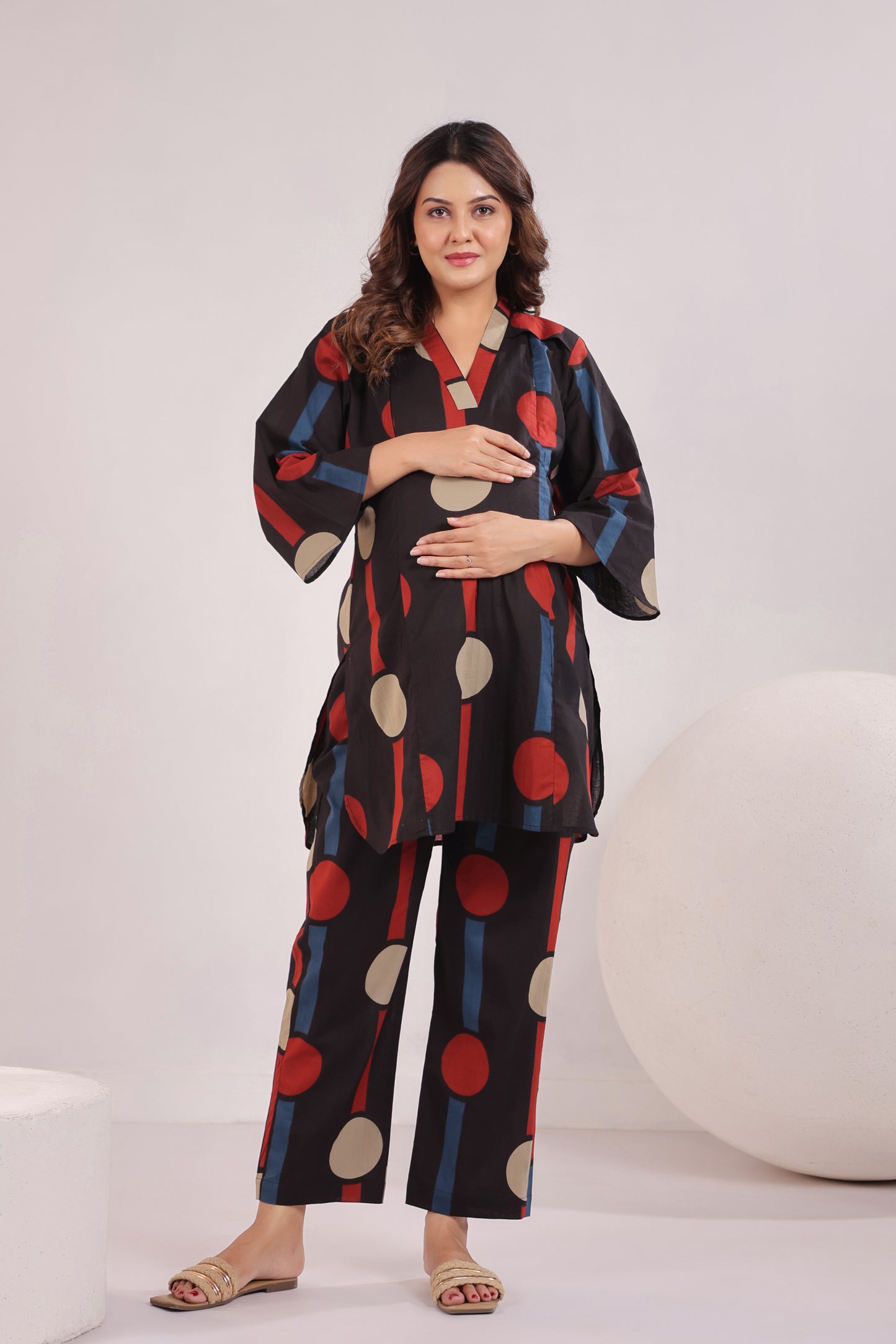 Tribal Echo Black Maternity & Nursing Co-ord Set