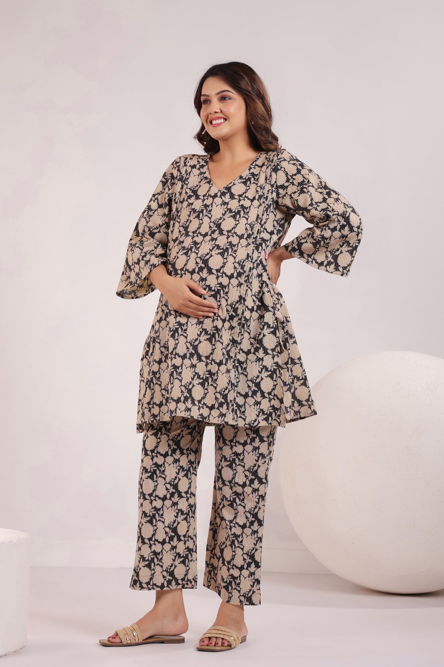 Bold Botanica Black  Maternity & Nursing Co-ord Set
