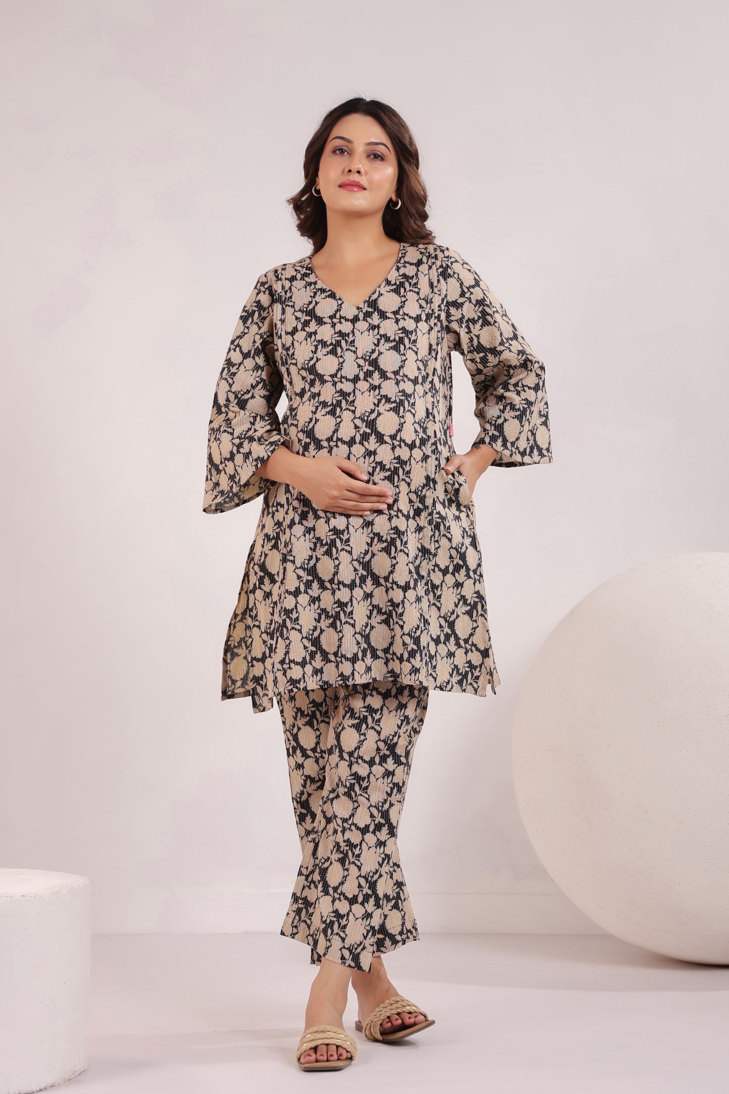 Bold Botanica Black  Maternity & Nursing Co-ord Set