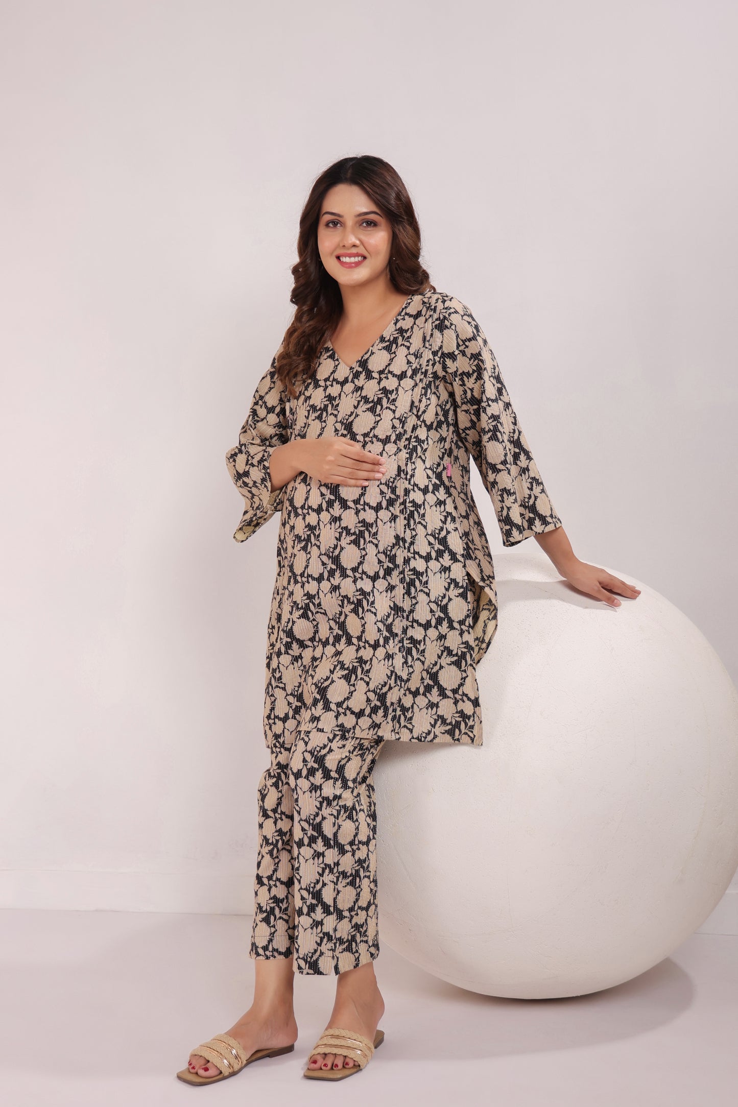 Bold Botanica Black  Maternity & Nursing Co-ord Set