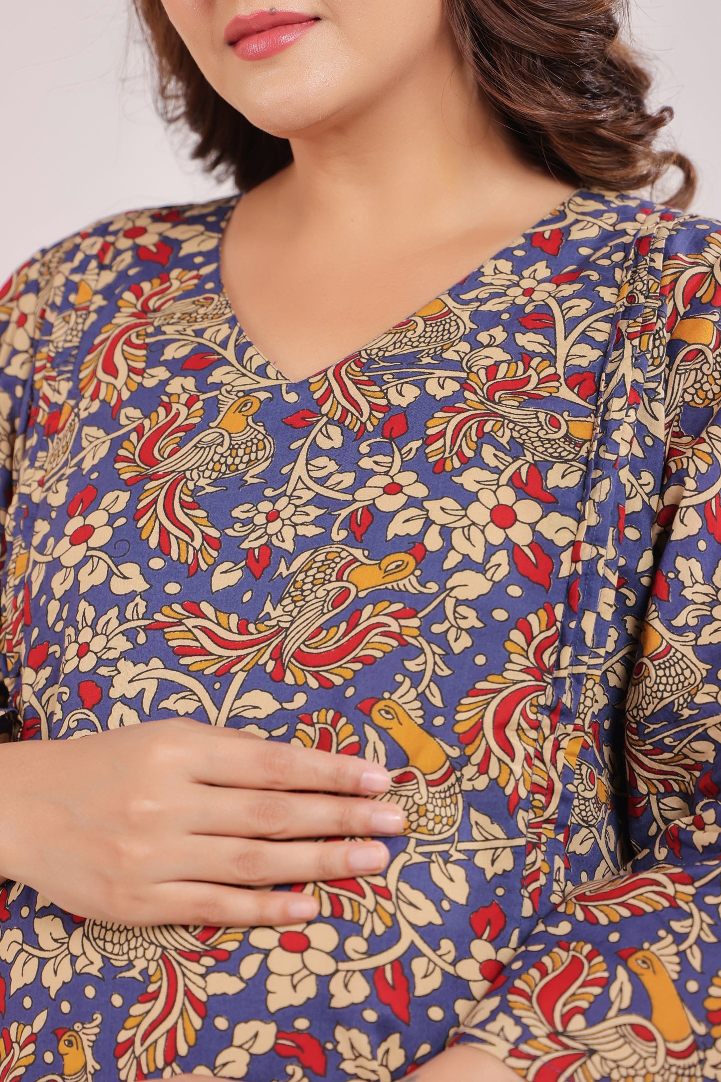 Blue Kalamkari Maternity & Nursing Co-ord Set