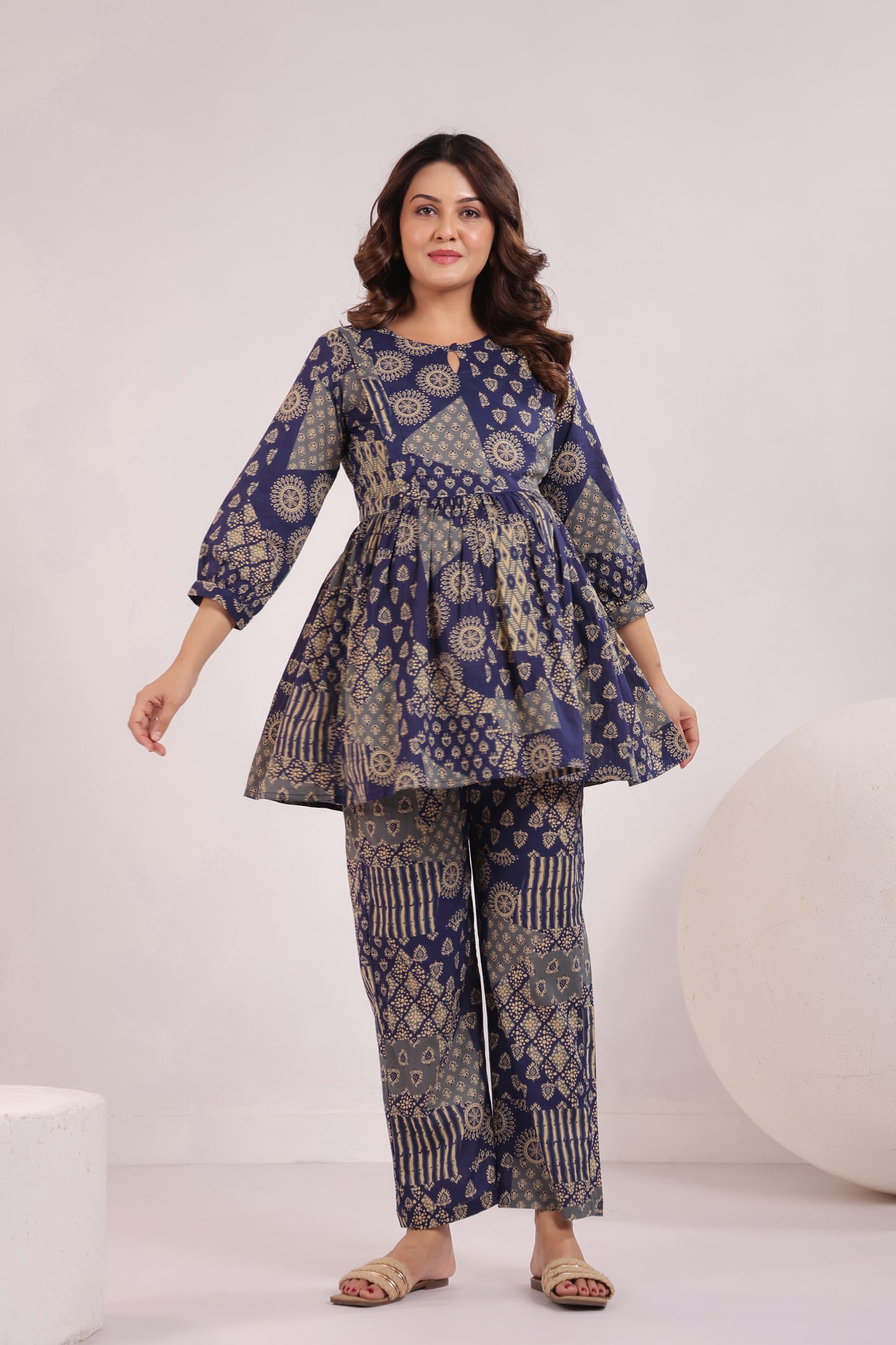 Abstract Patches Indigo Maternity & Nursing Set