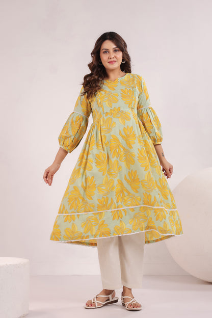 Lush Lime Oasis Green Maternity & Nursing Kurta