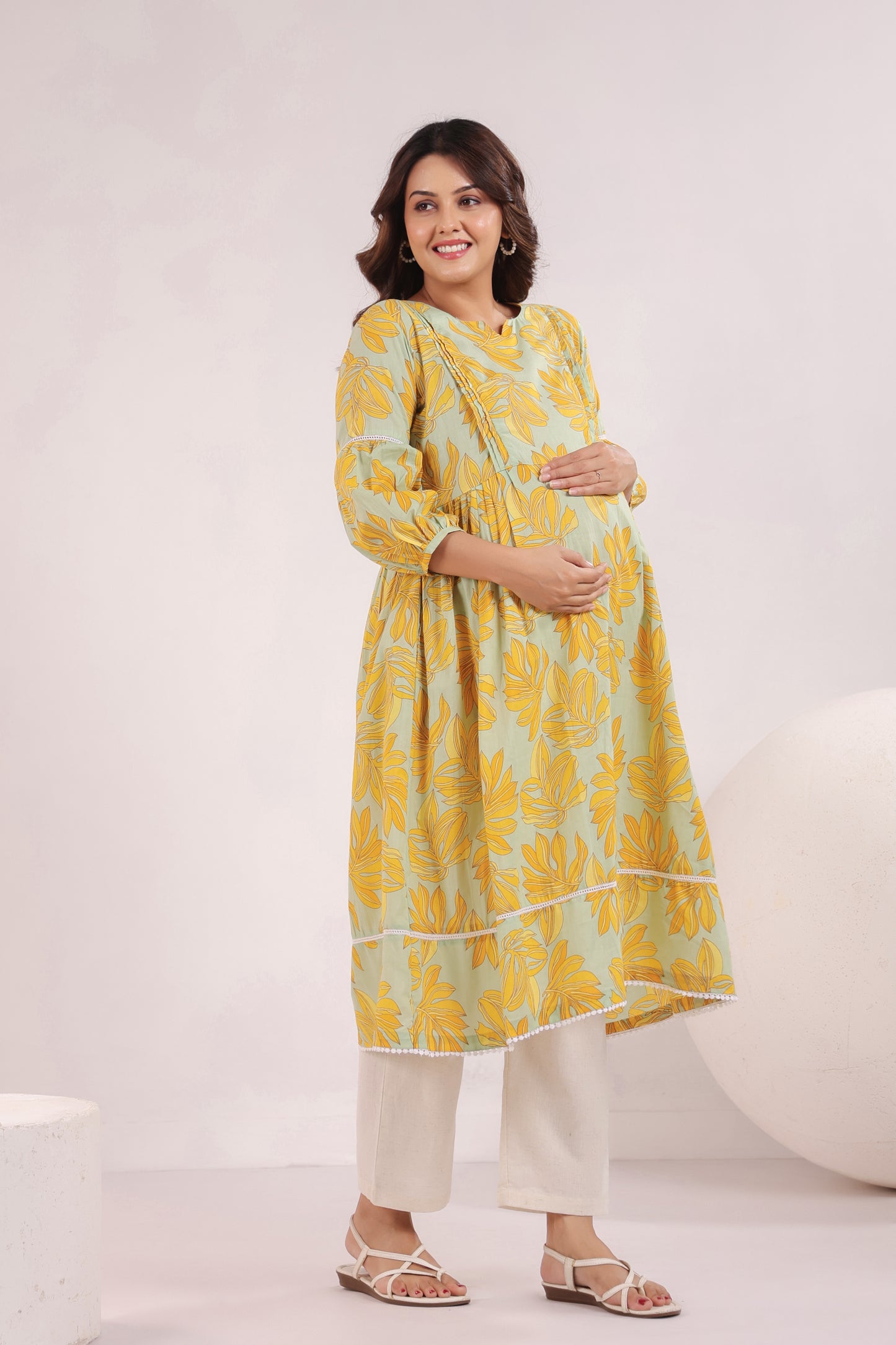 Lush Lime Oasis Green Maternity & Nursing Kurta