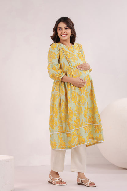 Lush Lime Oasis Green Maternity & Nursing Kurta