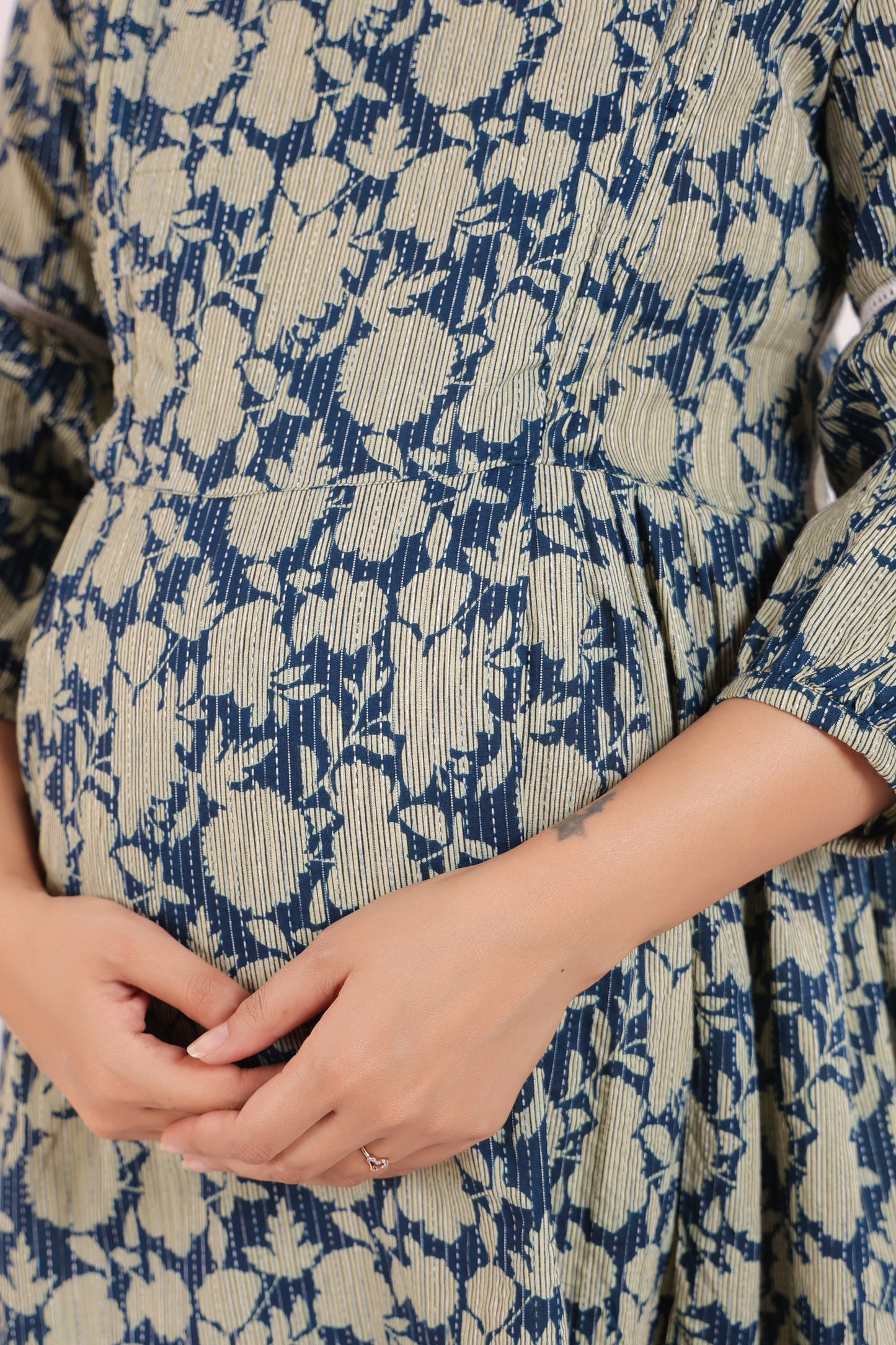 Nature's Indigo Katha Maternity & Nursing Kurta
