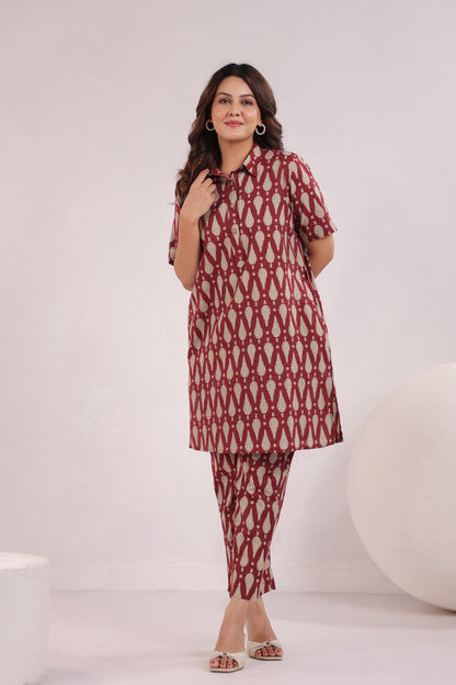 Radiant Red Cotton Co-ord Set