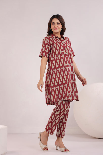 Radiant Red Cotton Co-ord Set