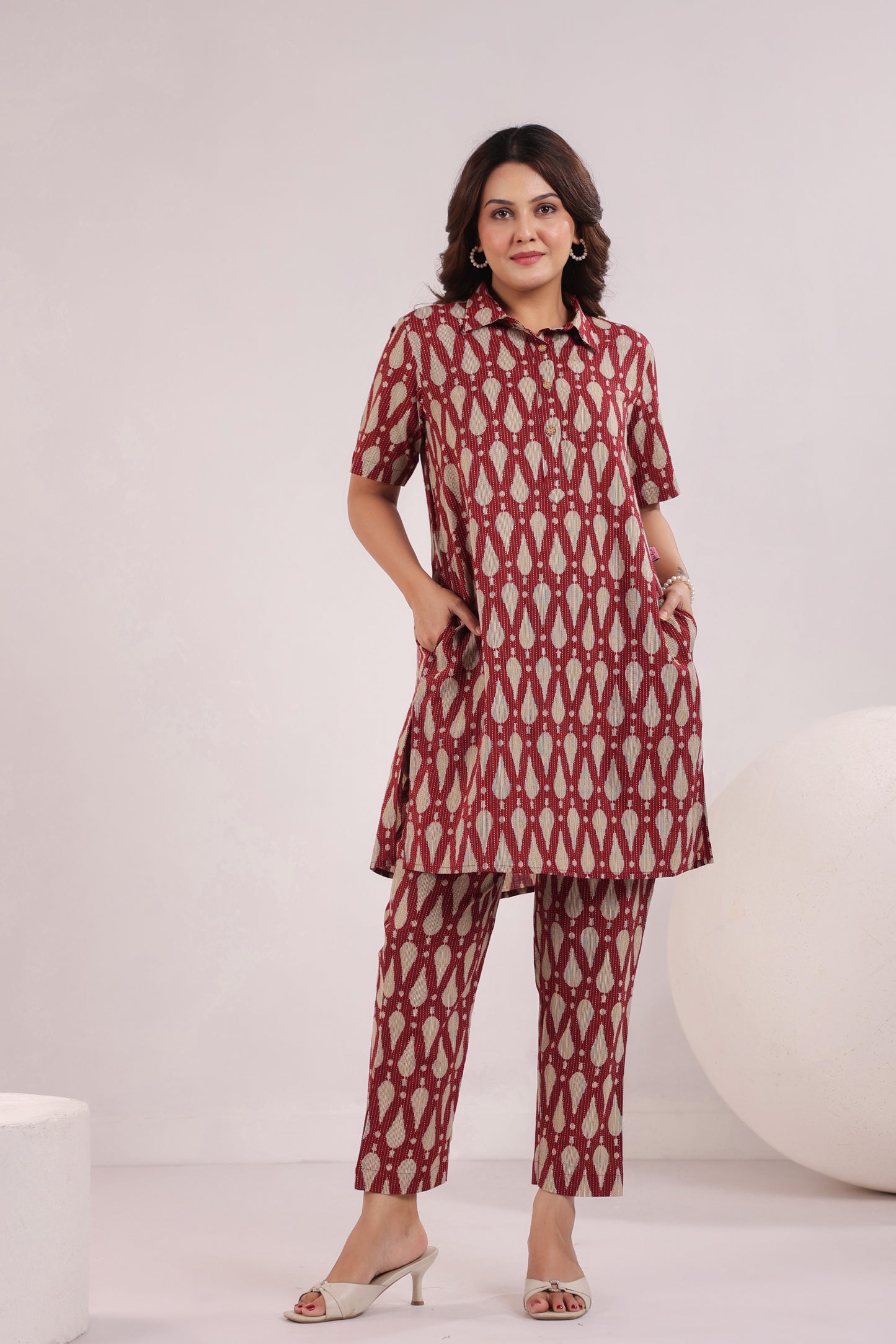 Radiant Red Cotton Co-ord Set