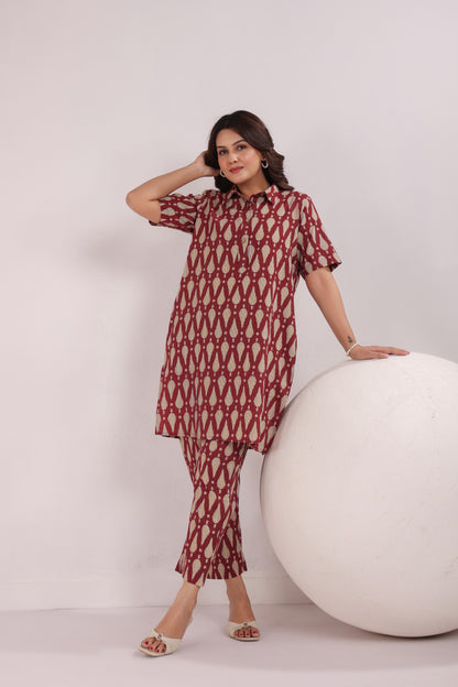 Radiant Red Cotton Co-ord Set