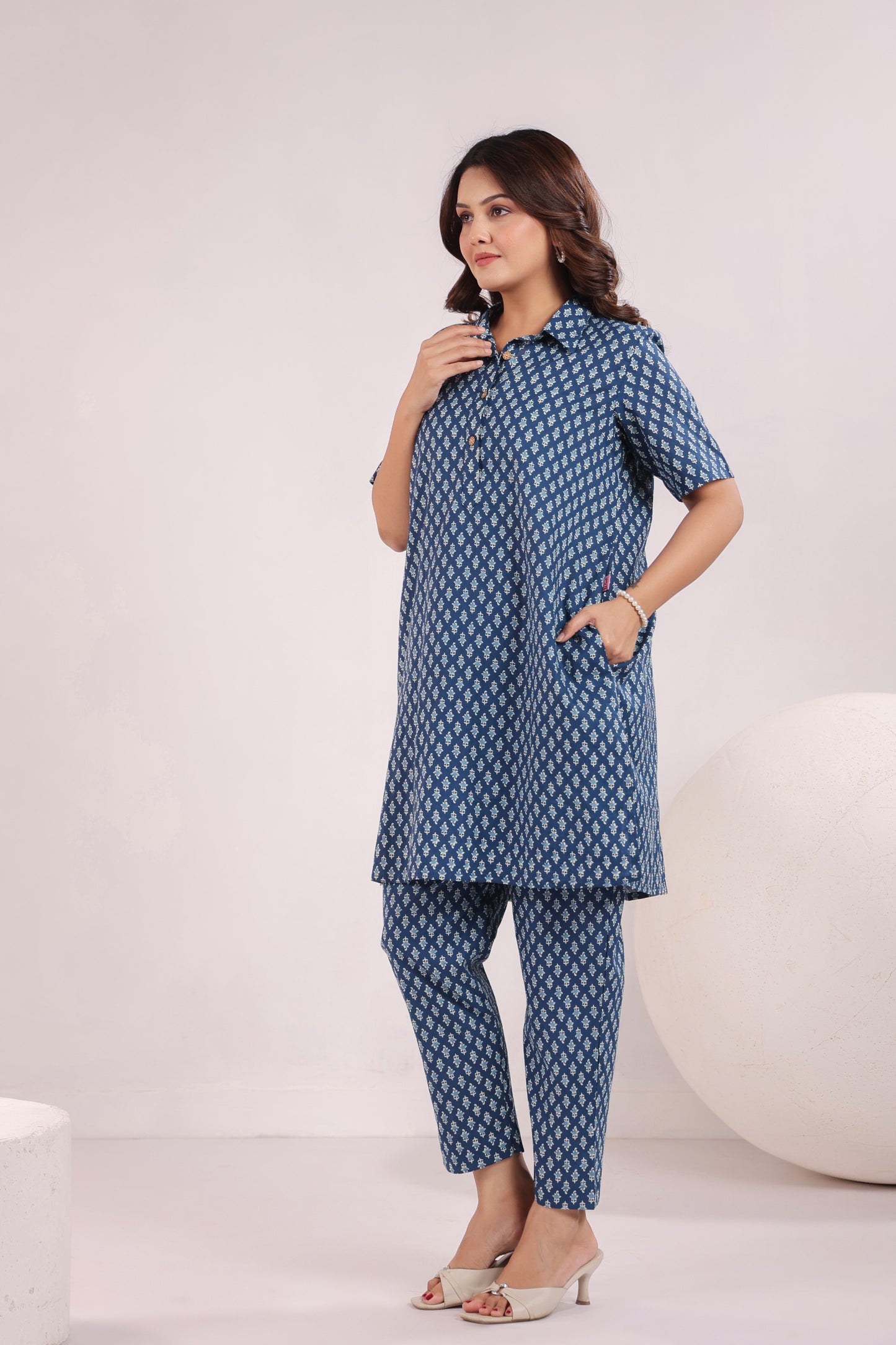 Indigo Impressions Cotton Co-ord Set