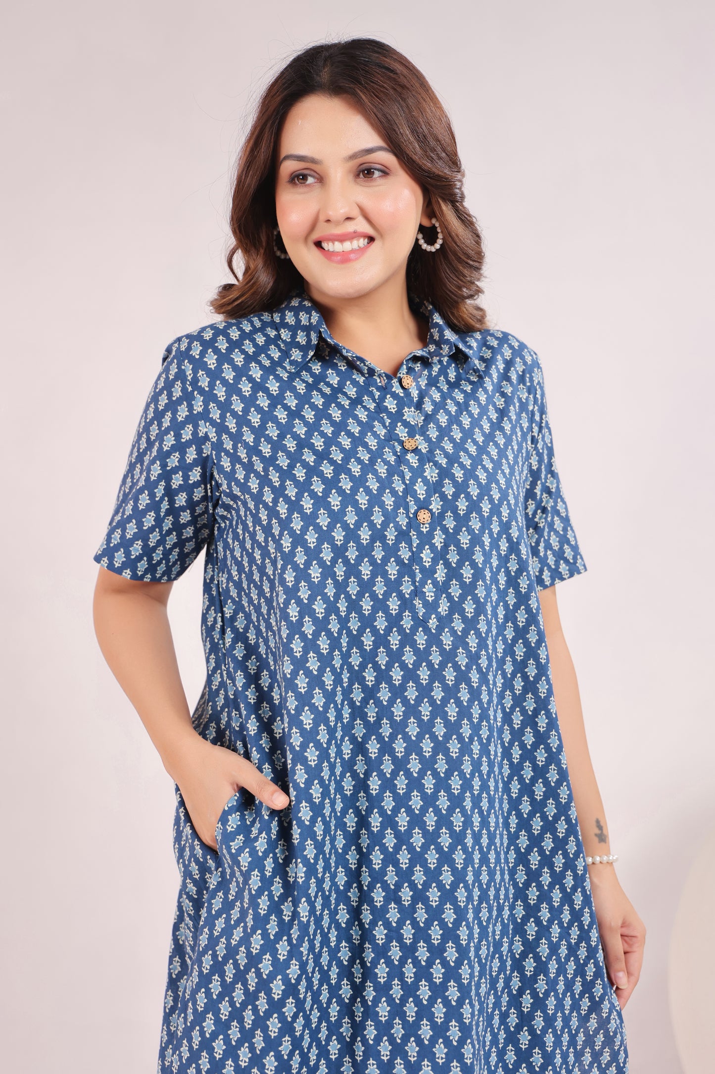 Indigo Impressions Cotton Co-ord Set