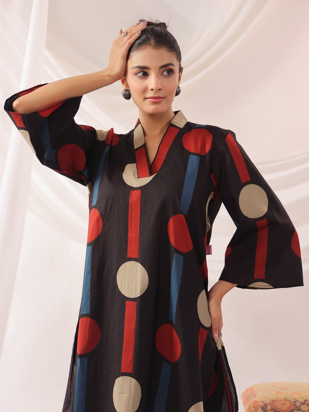 Tribal Echo Black Cotton Co-ord Set