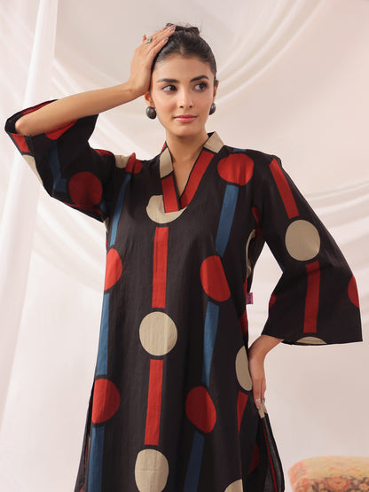 Tribal Echo Black Cotton Co-ord Set