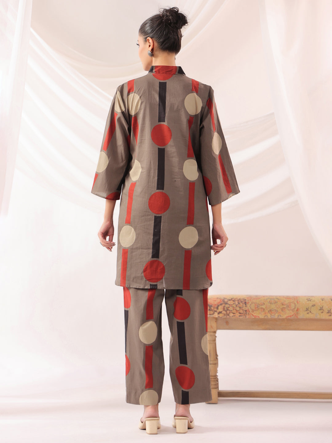 Tribal Echo Grey Cotton Co-ord Set