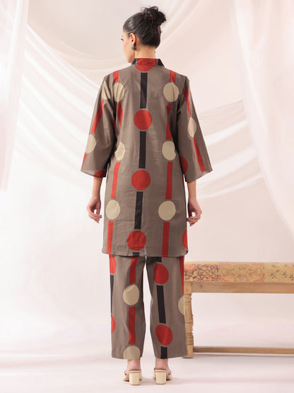 Tribal Echo Grey Cotton Co-ord Set