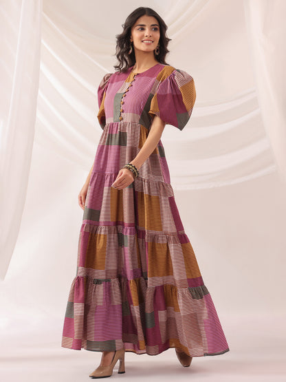 Geometric Grace Cotton Tier Dress