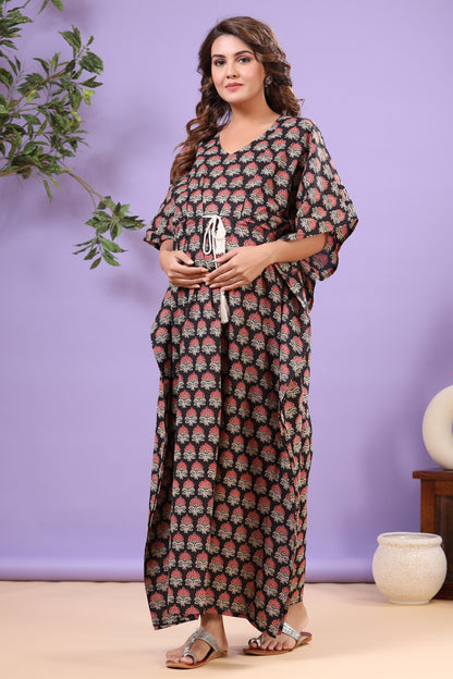 Midnight Blossom Maternity & Nursing Kaftan