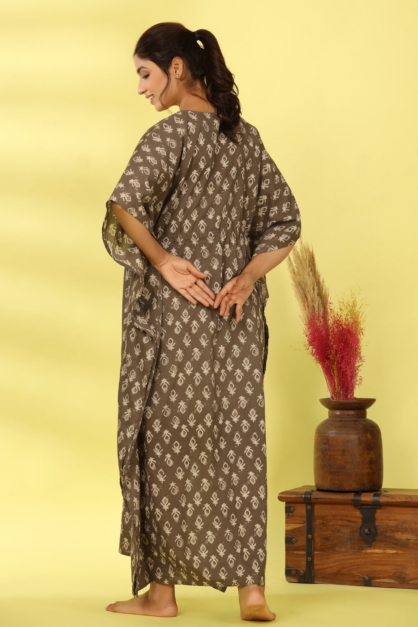 Grey Batik Maternity & Nursing Kaftan