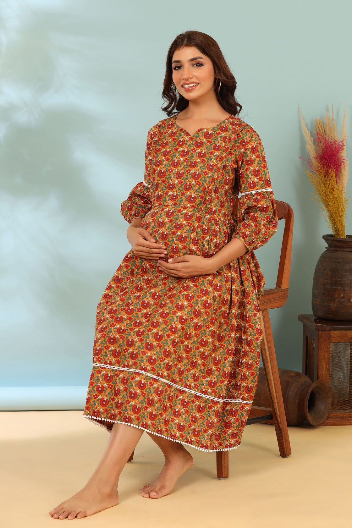 Sangria Splendor Maternity & Nursing Dress