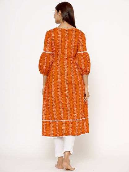ZigZag on Orange Maternity & Nursing Kurta