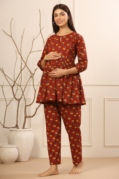 Flower Power Red Maternity & Nursing Set