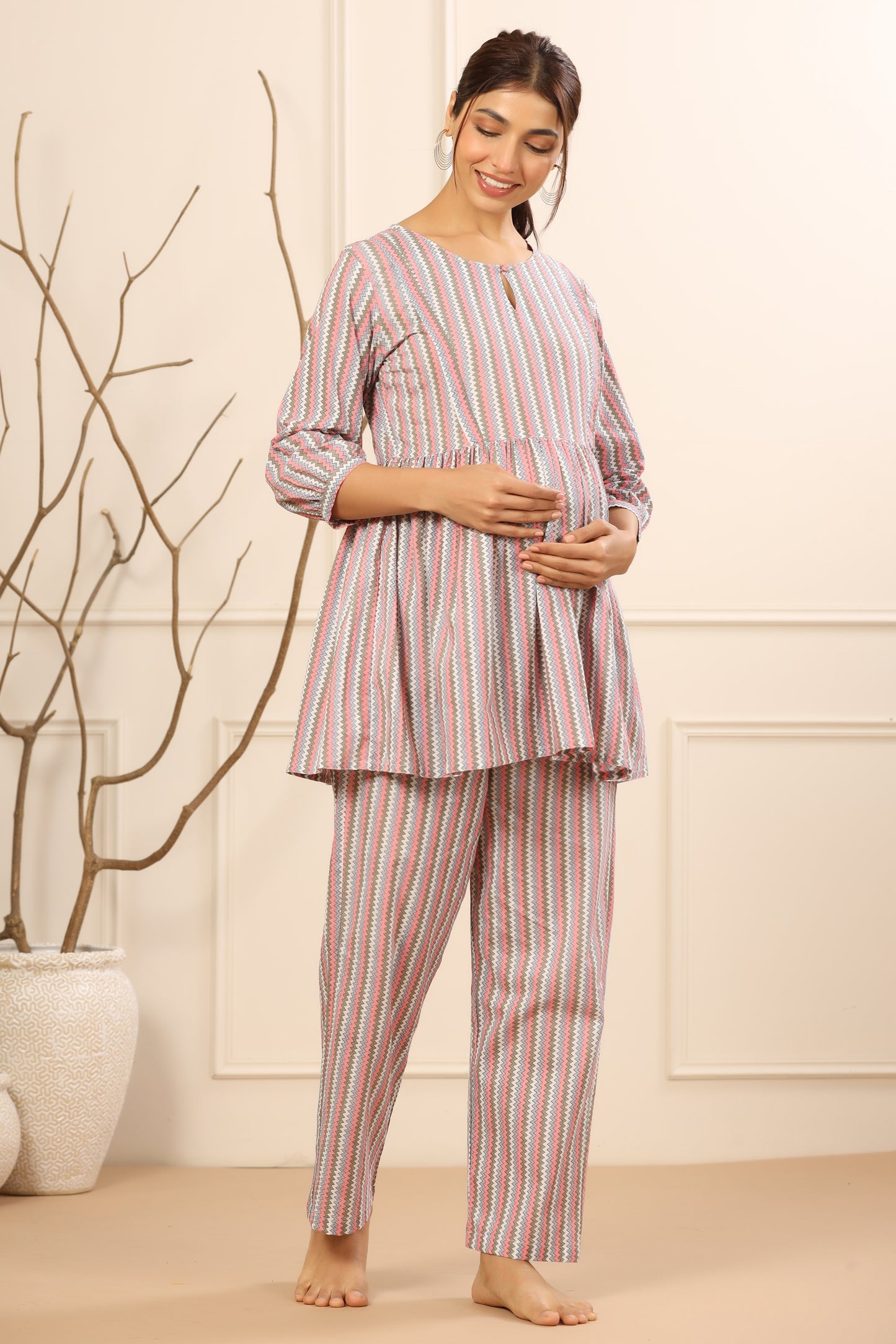 Multicolor Zig Zag Maternity & Nursing Set