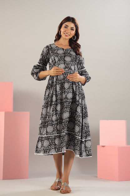 Nightingale Black Maternity & Nursing Dress