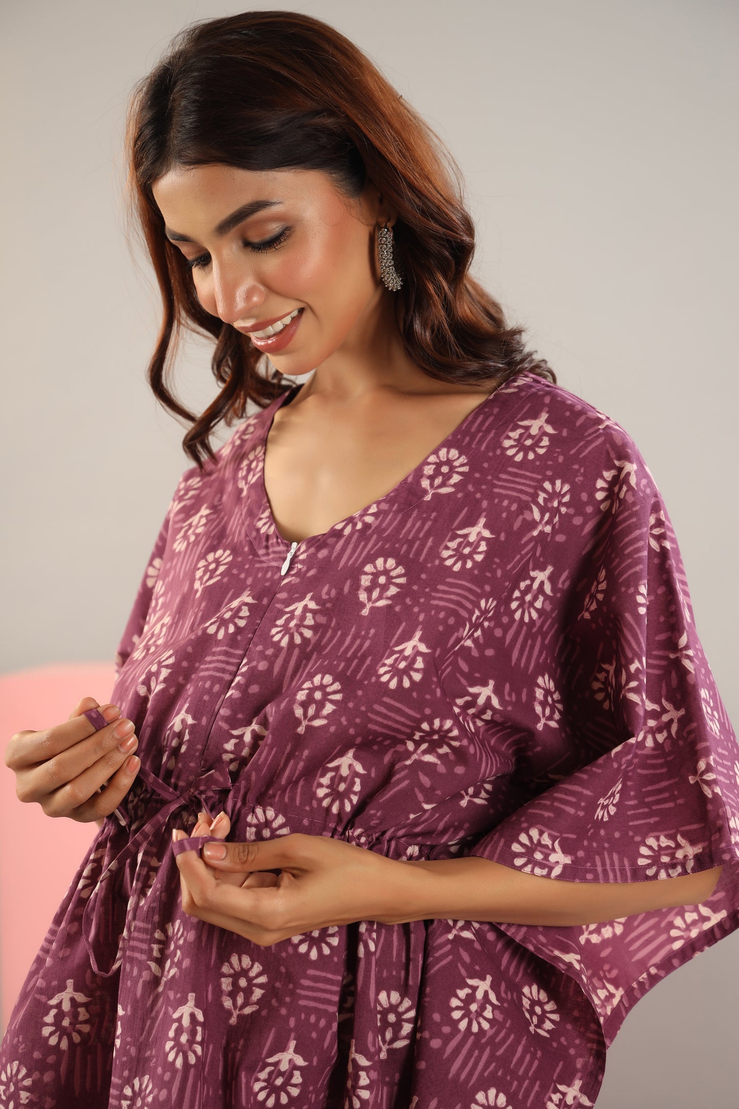Plum Delight Maternity & Nursing Kaftan Set