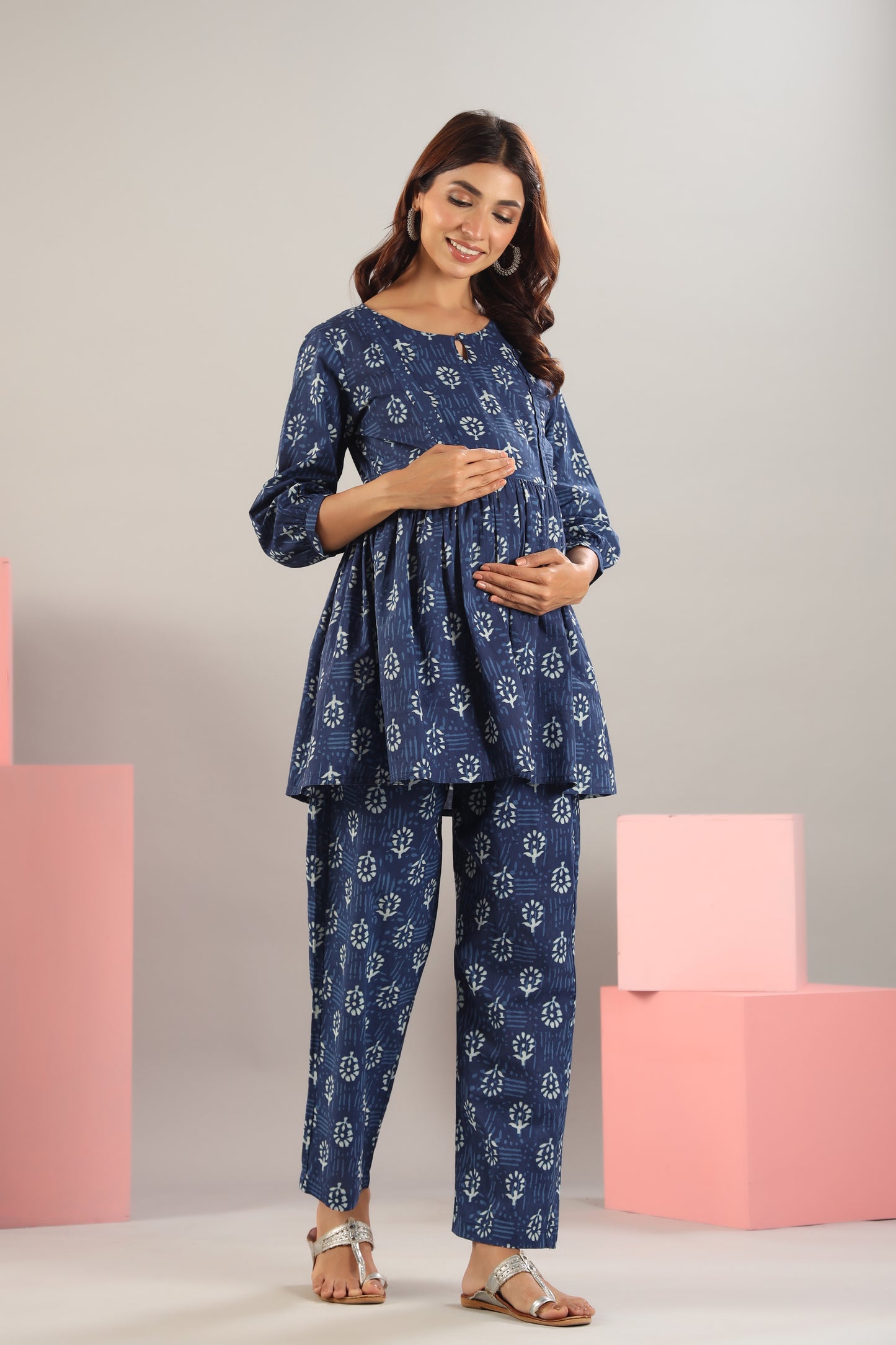 Floweret On Indigo Maternity & Nursing Set