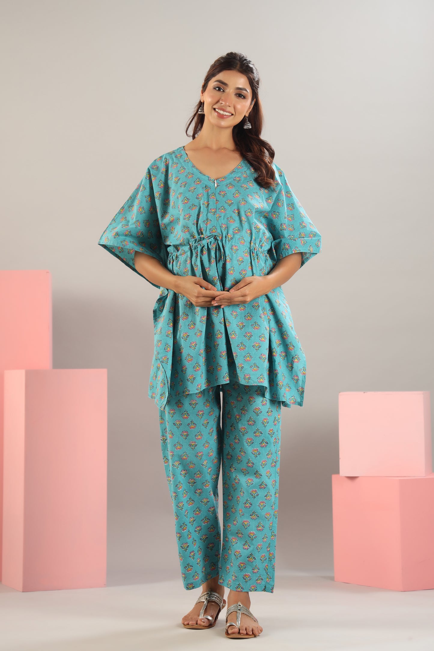 Cheeky Blue Maternity & Nursing Kaftan Set