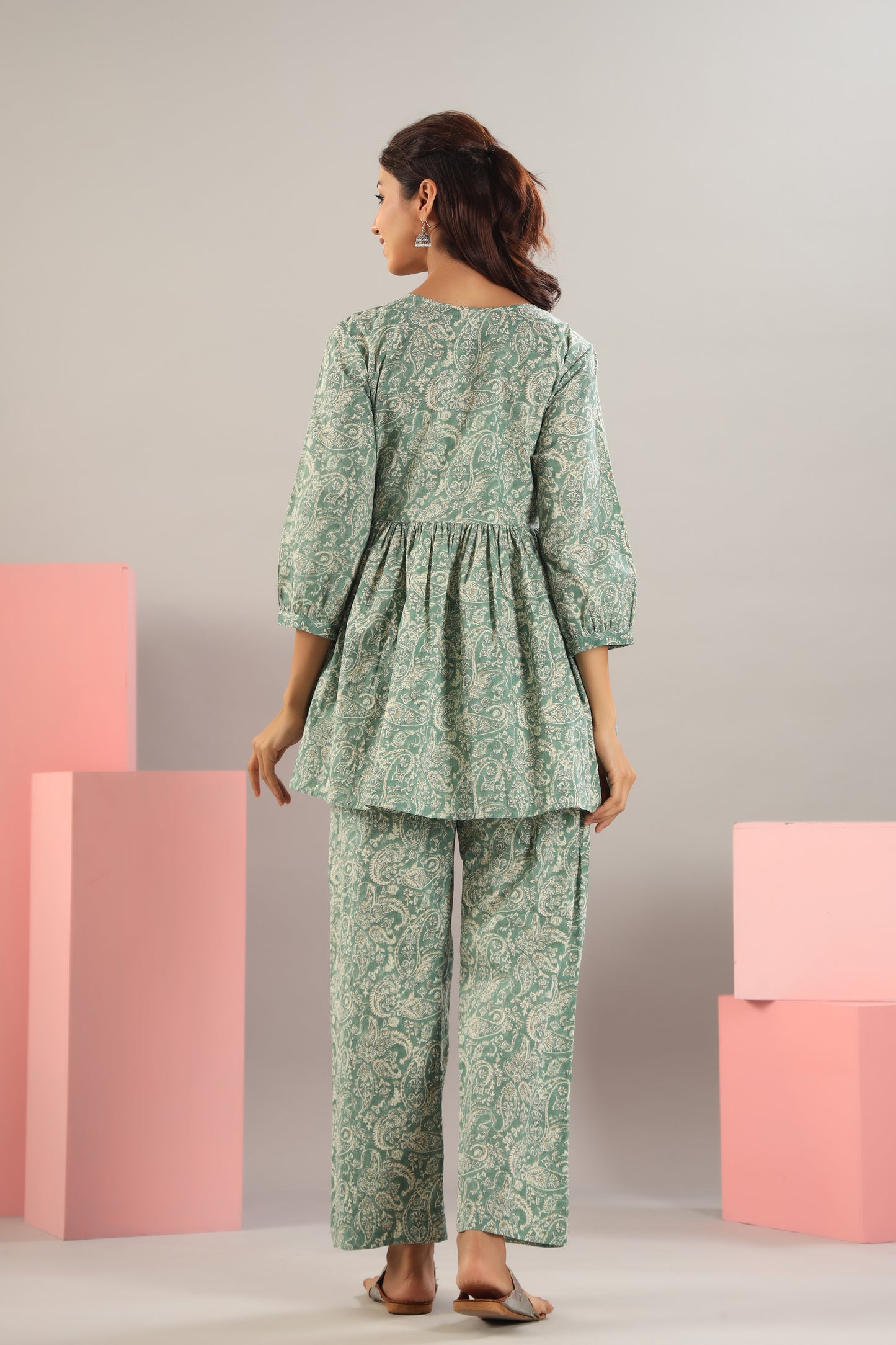 Paisley Charm on Green Maternity & Nursing Set