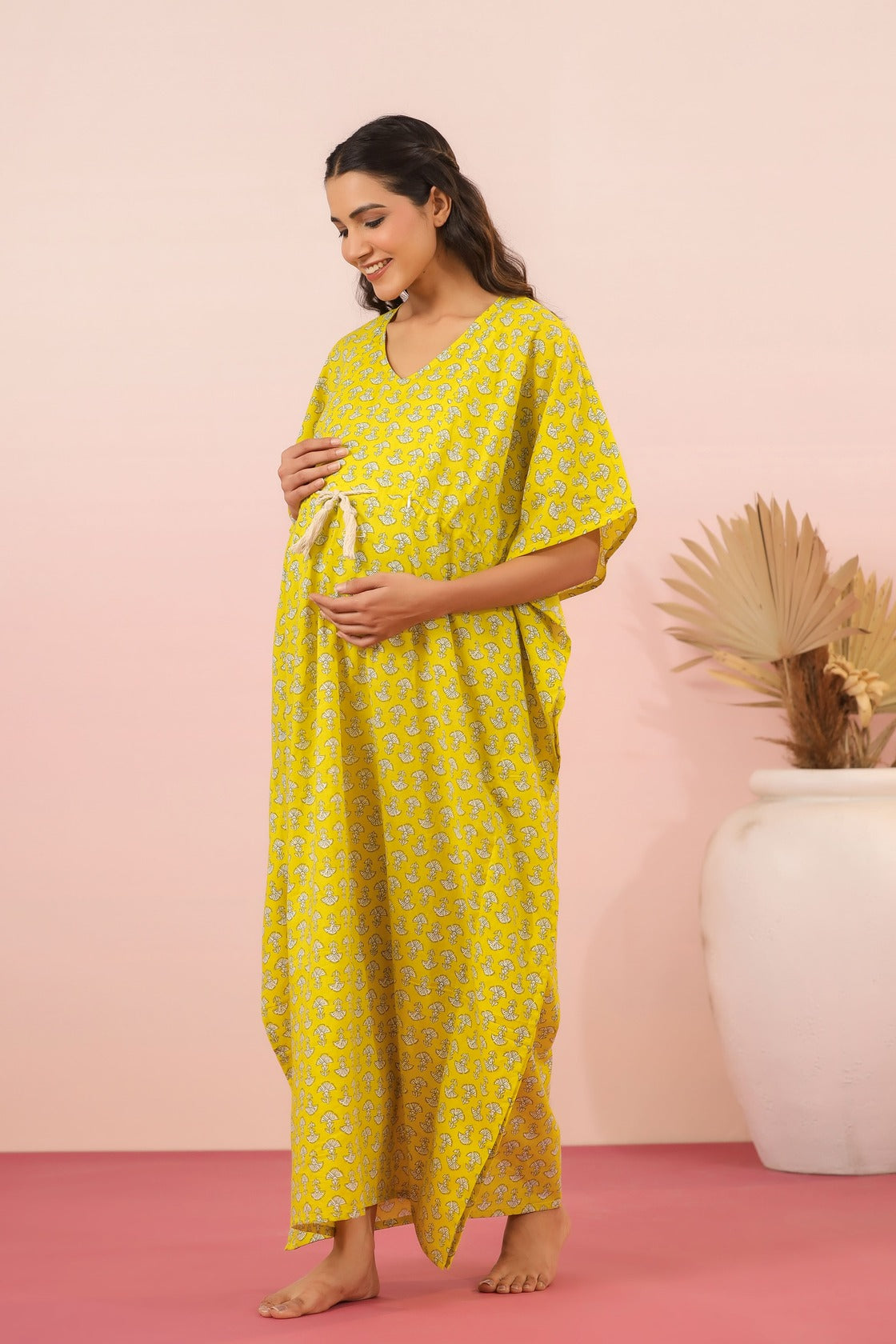 Mushrooms On Yellow Maternity & Nursing Kaftan