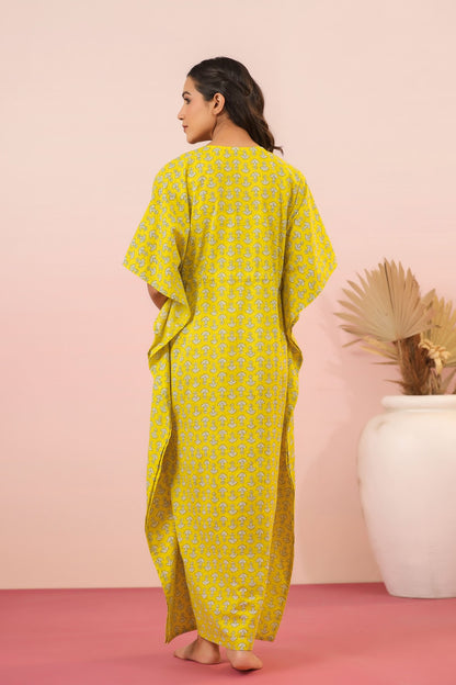 Mushrooms On Yellow Maternity & Nursing Kaftan