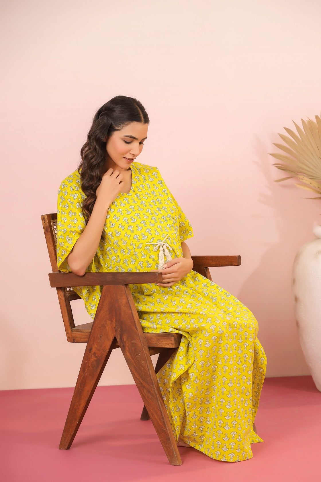 Mushrooms On Yellow Maternity & Nursing Kaftan