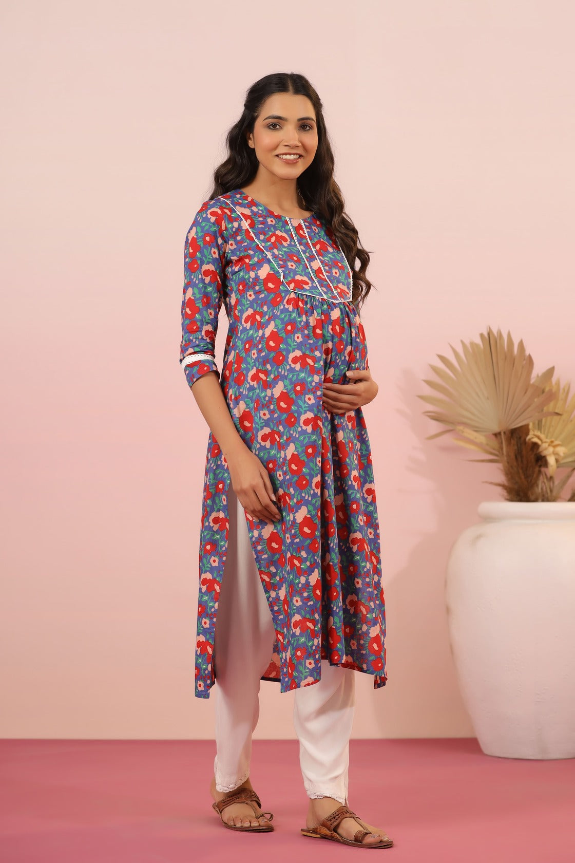 Abstract Floral Maternity & Nursing Kurta