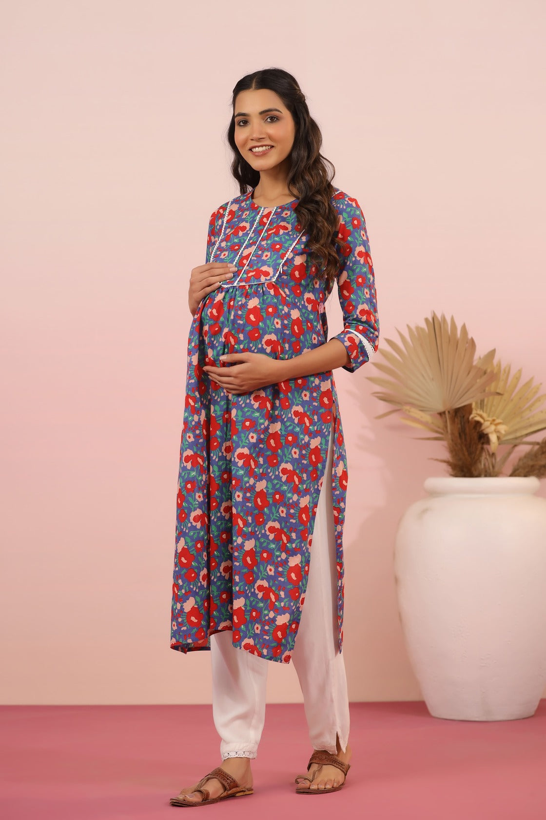 Abstract Floral Maternity & Nursing Kurta