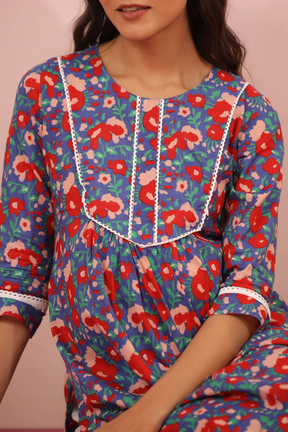 Abstract Floral Maternity & Nursing Kurta